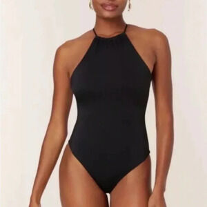 New! Andie Swim The Asbury One Piece Swimsuit High Neck Black Women Size Medium